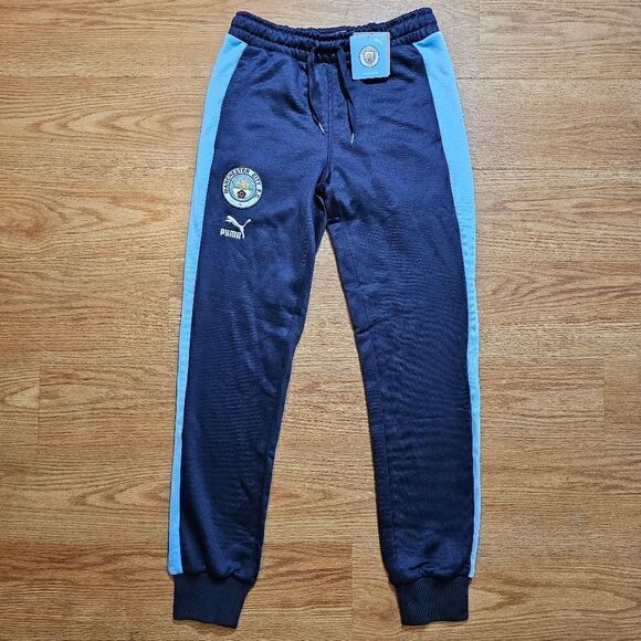 PUMA Manchester City Soccer Fleece Joggers Pants Men's S Navy Blue Halland T7 SE - Picture 3 of 14